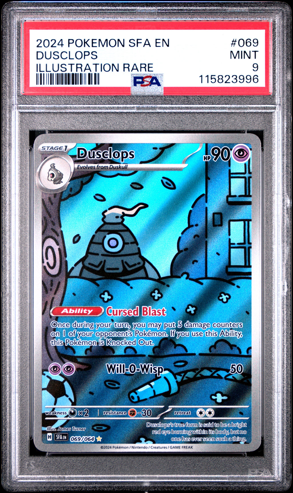 2024 POKEMON SFA EN-SHROUDED FABLE ILLUSTRATION RARE #069 DUSCLOPS PSA 9