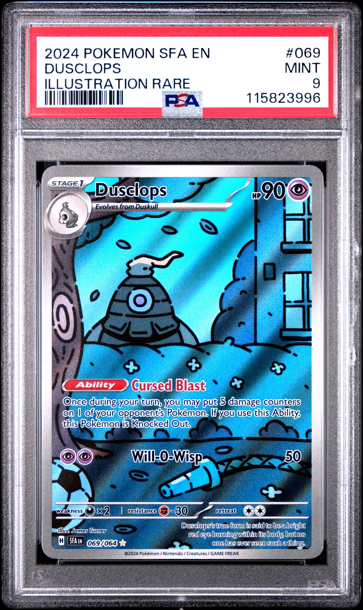 2024 POKEMON SFA EN-SHROUDED FABLE ILLUSTRATION RARE #069 DUSCLOPS PSA 9