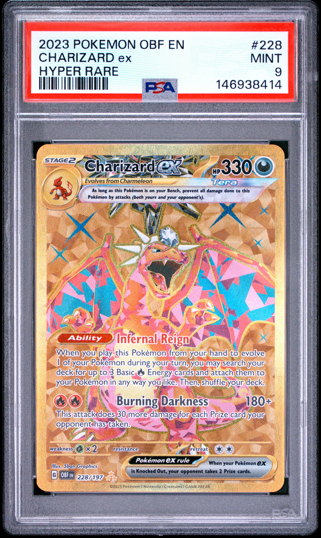 2023 POKEMON OBF EN-OBSIDIAN FLAMES HYPER RARE #228 CHARIZARD EX PSA 10