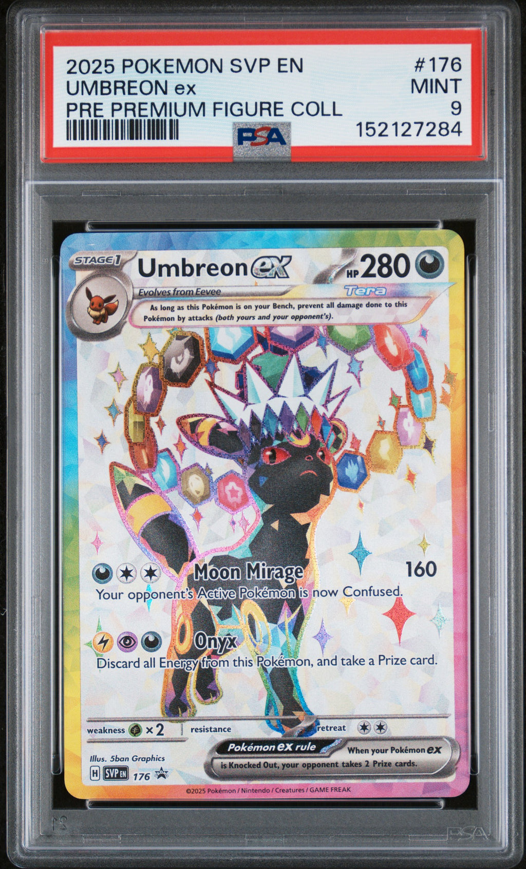 2025 POKEMON SVP EN-SV BLACK STAR PROMO PRISMATIC EVOLUTIONS PREMIUM FIGURE COLLECTION UMBREON #176 EX PSA 9