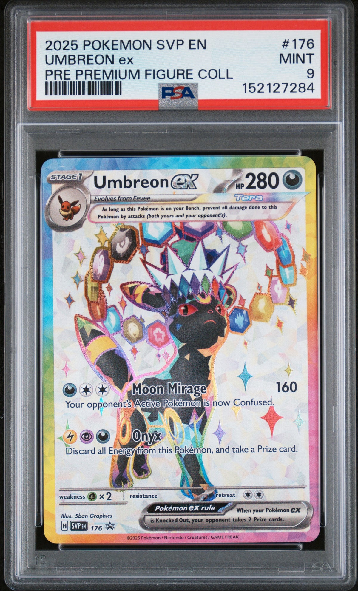 2025 POKEMON SVP EN-SV BLACK STAR PROMO PRISMATIC EVOLUTIONS PREMIUM FIGURE COLLECTION UMBREON #176 EX PSA 9