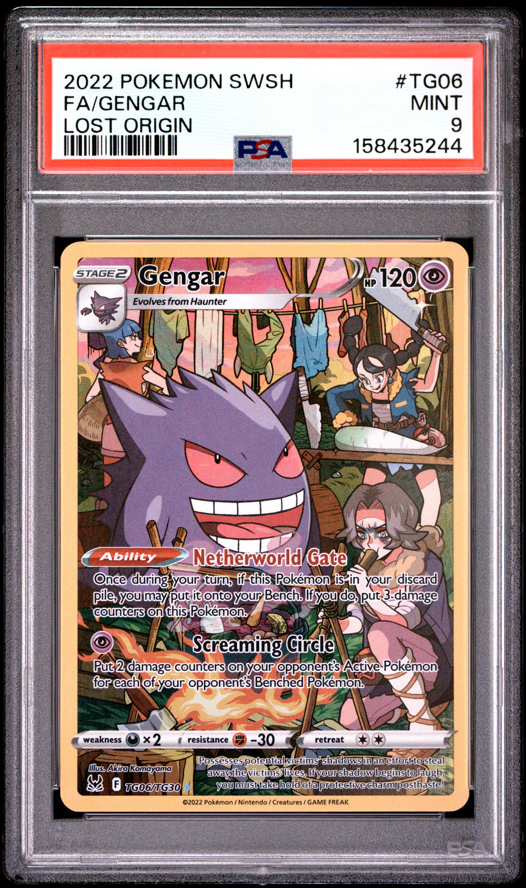 2022 POKEMON SWORD & SHIELD LOST ORIGIN #TG06 FULL ART/GENGAR PSA 9