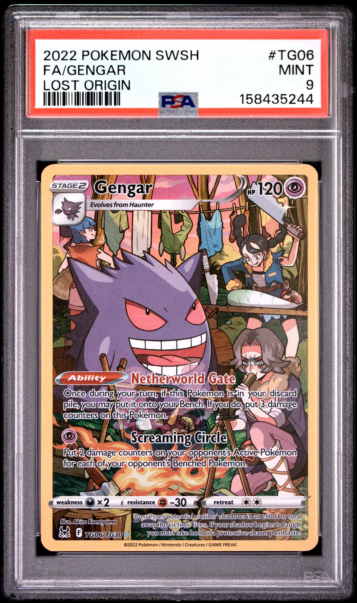 2022 POKEMON SWORD & SHIELD LOST ORIGIN #TG06 FULL ART/GENGAR PSA 9